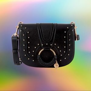 *RARE* See by Chloe Hana Star-Studded Leather Shoulder Saddle Bag Crossbody